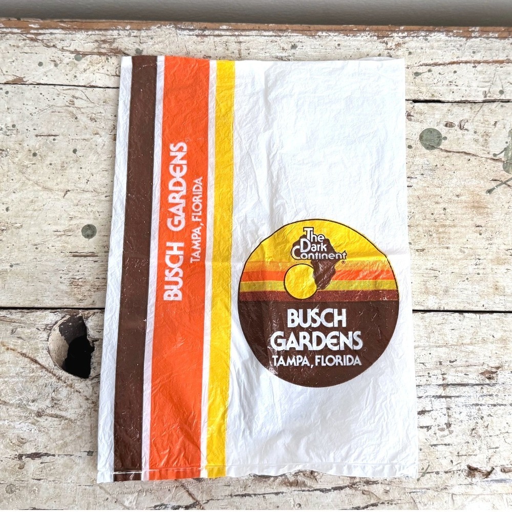 Vintage Busch Gardens Tampa The Dark Continent Souvenir Plastic Bag
